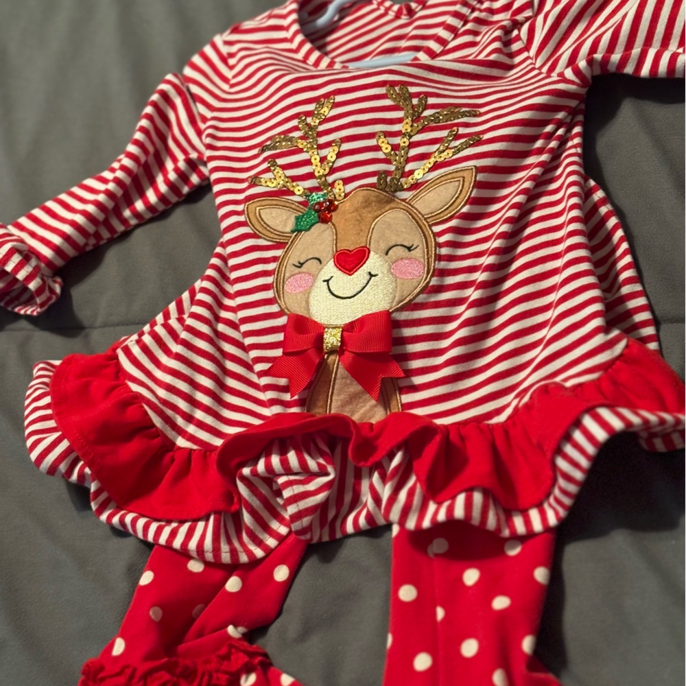 Rare Editions Red and White Striped Infant Outfit